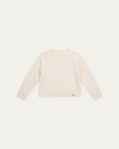 Loveshackfancy Kids' Girl's Tween Sallie Cable-knit Sweater, S-l In Pink