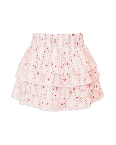 Loveshackfancy Girls' Billie Tiered Skirt - Big Kid In Pink
