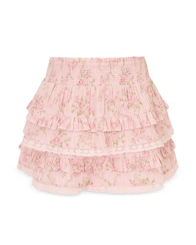 Loveshackfancy Girls' Billie Tween Ruffled Skirt - Big Kid In Pink