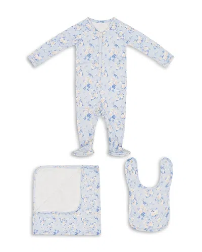 Loveshackfancy Girls' Cossie Footie, Bib & Blanket Box Set - Baby In Blue