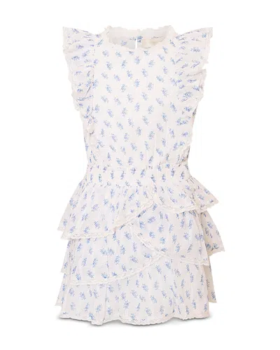 Loveshackfancy Girls' Decker Printed Tiered Dress - Big Kid In Blue