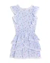 Loveshackfancy Girls' Decker Tiered Ruffled Mini Dress - Big Kid In Blue