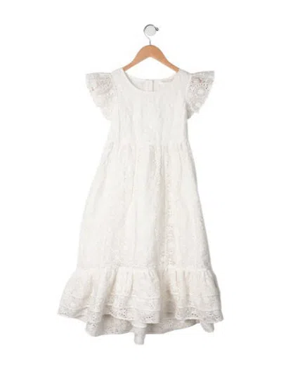 Pre-owned Loveshackfancy Kids' Girls' Eyelet Dress In White
