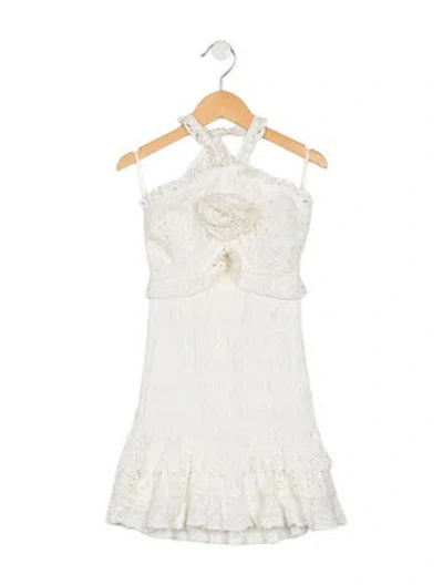 Pre-owned Loveshackfancy Kids' Girls Eyelet Sleeveless Dress In Neutrals