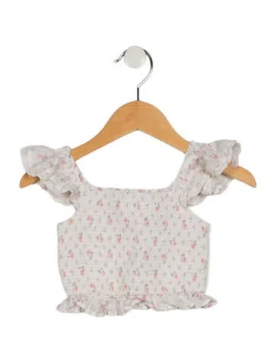 Pre-owned Loveshackfancy Babies' Girls Floral Print Pleated Skirt In Neutrals