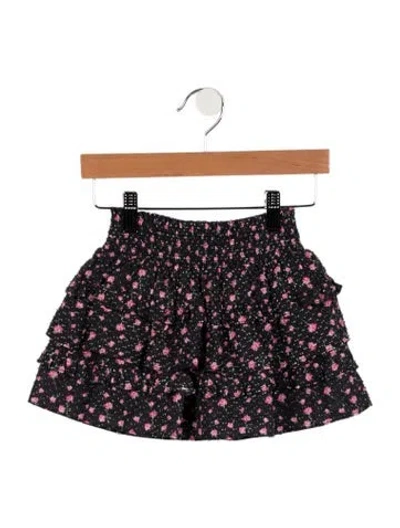 Pre-owned Loveshackfancy Babies' Girls Floral Print Skirt In Black