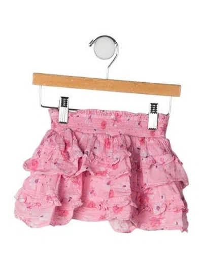 Pre-owned Loveshackfancy Babies' Girls' Floral Ruffle Skirt In Pink