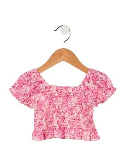 Pre-owned Loveshackfancy Babies' Girls' Floral Short Sleeve Top In Pink