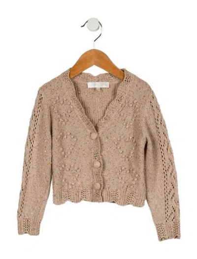Pre-owned Loveshackfancy Babies' Girls' Knit Cardigan In Neutral