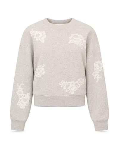 Loveshackfancy Girls' Merrily Tween Floral Pullover Sweater - Big Kid In Gray