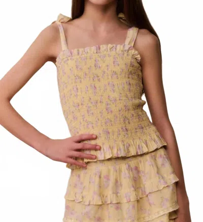 Loveshackfancy Kids' Girls Merrinelle Top In Lemon Spritz In Beige