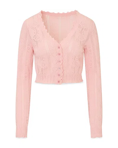 Loveshackfancy Girls' Mini Alea V Neck Cardigan - Little Kid In Pink