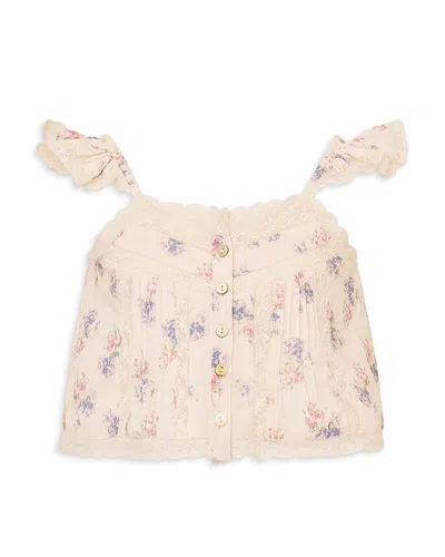 Loveshackfancy Girls' Norina Tween Lace Trim Top - Big Kid In Neutral
