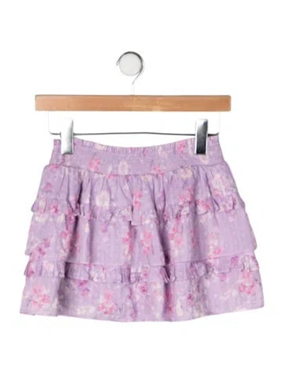 Pre-owned Loveshackfancy Kids' Girls' Pattern Printed Skirt In Purple
