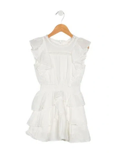 Pre-owned Loveshackfancy Kids' Girls Pleated Button Closure Dress In White