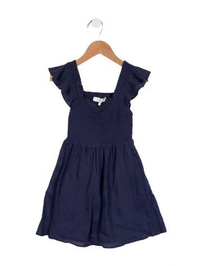 Pre-owned Loveshackfancy Kids' Girls' Pleated Ruffled Dress In Blue