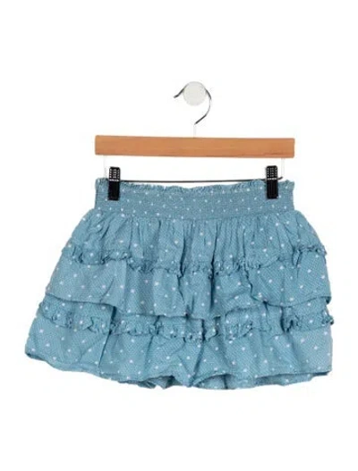 Pre-owned Loveshackfancy Kids' Girls Printed Skirt In Blue