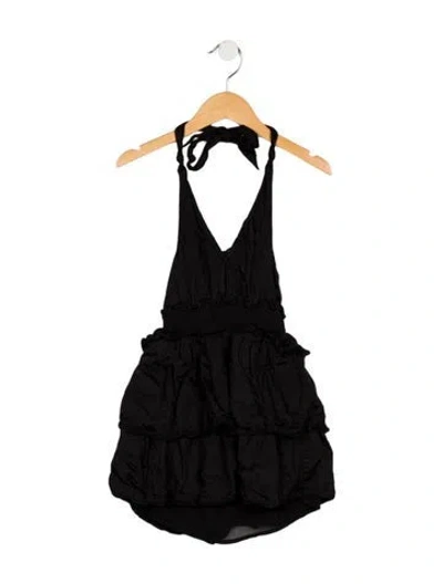 Pre-owned Loveshackfancy Kids' Girls' Ruffle Halter Dress In Black