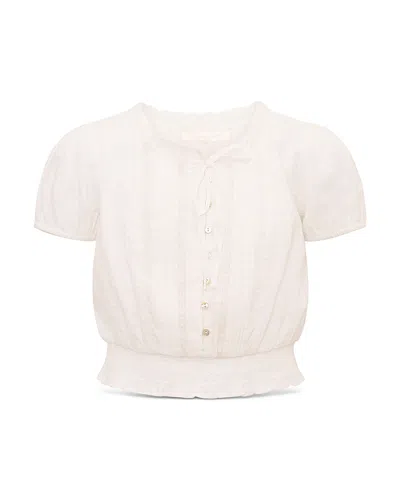 Loveshackfancy Girls' Shoreline Tween Top - Big Kid In Neutral