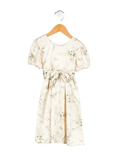 Pre-owned Loveshackfancy Babies' Girls' Short Sleeve Floral Dress W/ Tags In Neutral