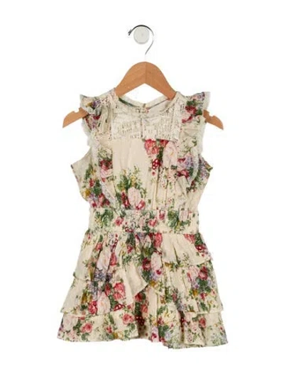 Pre-owned Loveshackfancy Babies' Girls' Sleeveless Floral Dress In Neutral