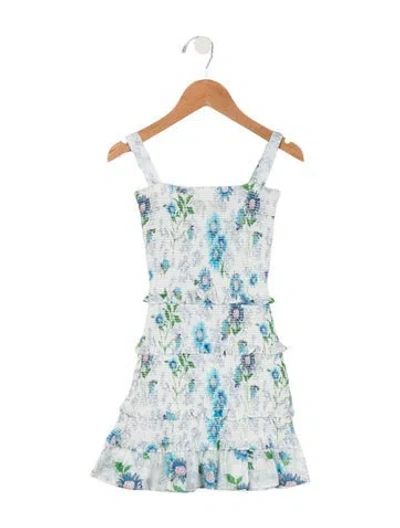 Pre-owned Loveshackfancy Babies' Girls' Sleeveless Floral Print Dress In White