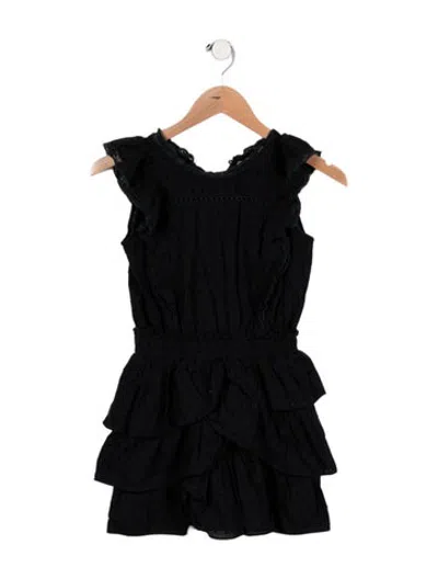 Pre-owned Loveshackfancy Kids' Girls' Sleeveless Ruffled Dress In Black