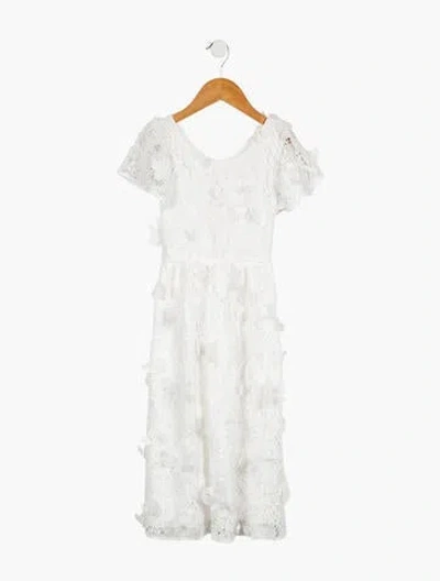 Pre-owned Loveshackfancy Kids' Girls' Solid Sleeveless Lace Dress W/ Tags In White