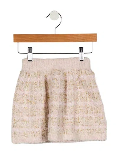 Pre-owned Loveshackfancy Babies' Girls' Tweed Boucle Skirt In Pink