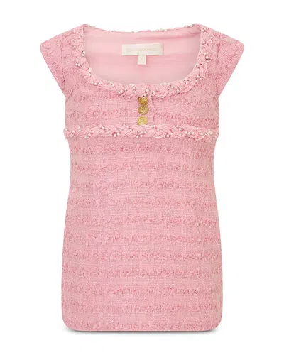 Loveshackfancy Girls' Valentia Boucle Imitation Pearl Dress - Big Kid In Pink