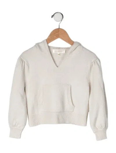 Pre-owned Loveshackfancy Kids' Girls' Woven Hooded Sweater In Neutrals