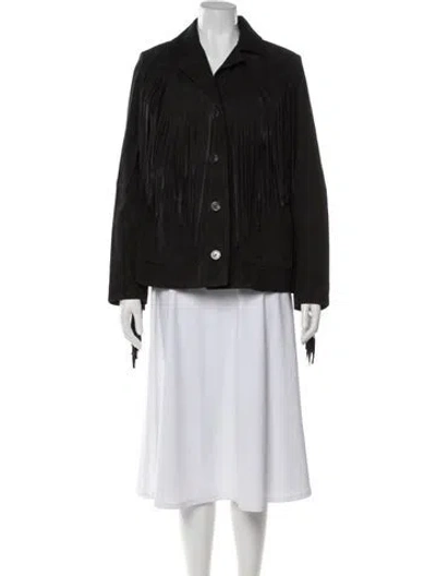 Pre-owned Loveshackfancy Goat Leather Jacket In Black