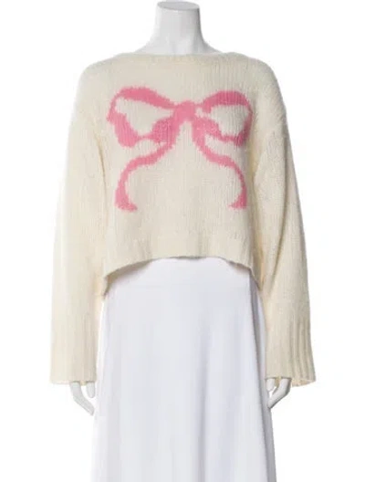 Pre-owned Loveshackfancy Graphic Print Bateau Neckline Sweater In Neutral