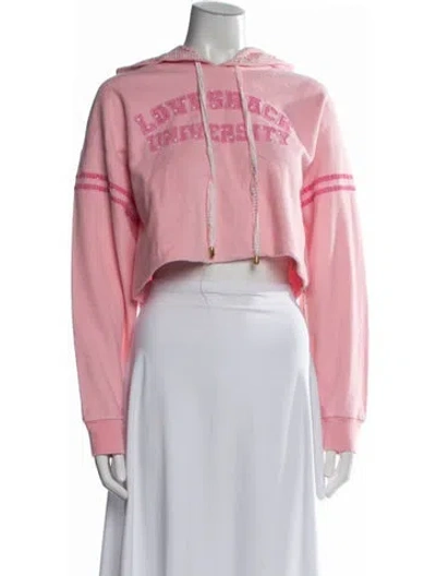 Pre-owned Loveshackfancy Graphic Print Crew Neck Hoodie In Pink