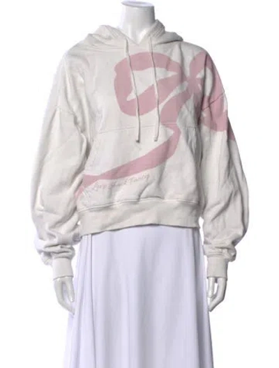 Pre-owned Loveshackfancy Graphic Print Crew Neck Hoodie In White