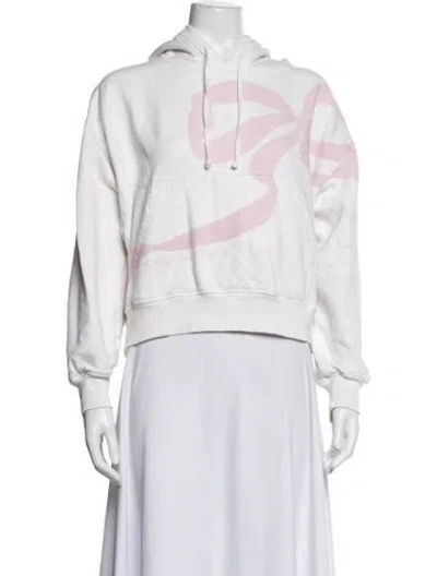 Pre-owned Loveshackfancy Graphic Print Crew Neck Hoodie In White