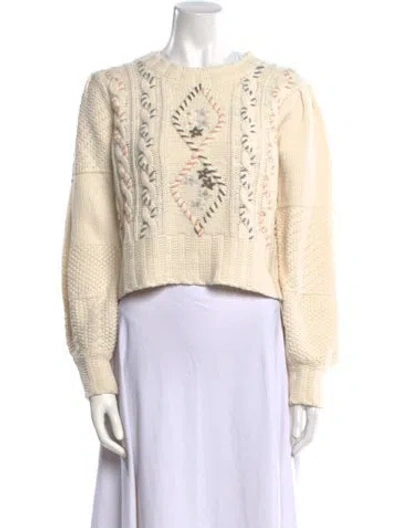 Pre-owned Loveshackfancy Graphic Print Crew Neck Sweater In Neutral