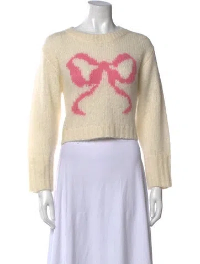Pre-owned Loveshackfancy Graphic Print Crew Neck Sweater In Neutral