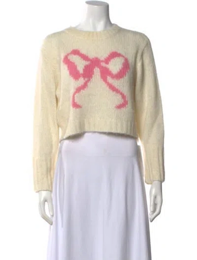 Pre-owned Loveshackfancy Graphic Print Crew Neck Sweater In Neutral