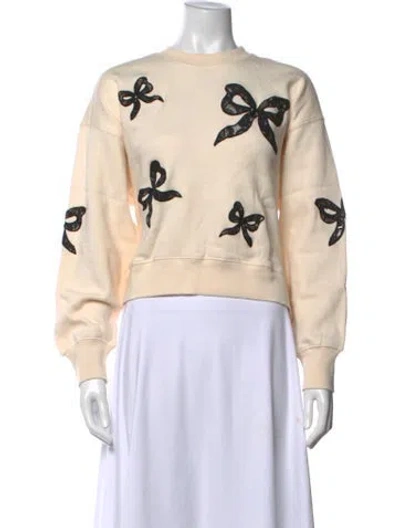 Pre-owned Loveshackfancy Graphic Print Crew Neck Sweater In Neutrals