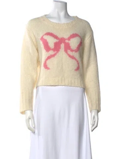 Pre-owned Loveshackfancy Graphic Print Crew Neck Sweater In Neutrals