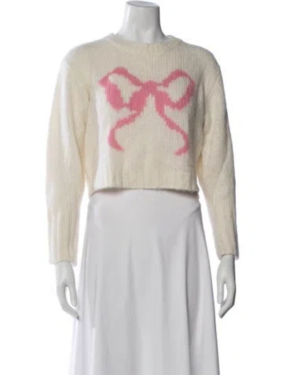 Pre-owned Loveshackfancy Graphic Print Crew Neck Sweater In Neutrals