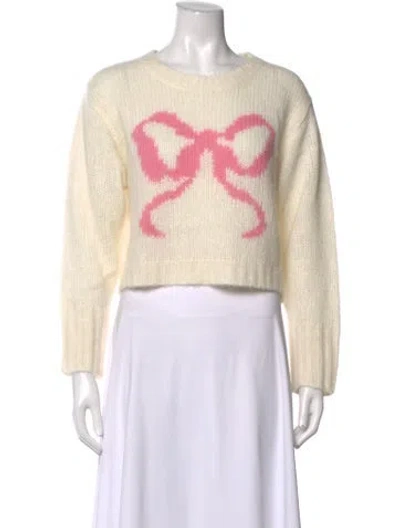 Pre-owned Loveshackfancy Graphic Print Crew Neck Sweater In Neutrals