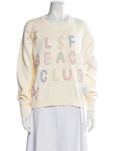 Pre-owned Loveshackfancy Graphic Print Crew Neck Sweater In Neutrals