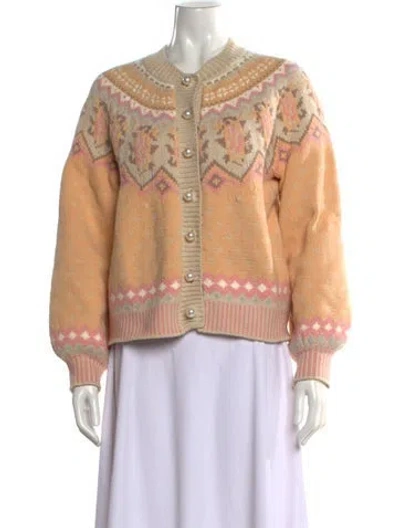 Pre-owned Loveshackfancy Graphic Print Crew Neck Sweater In Orange