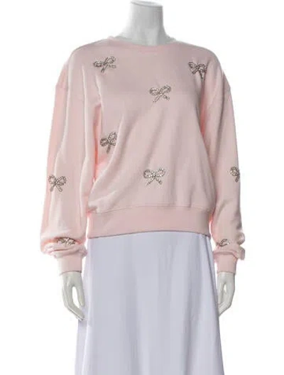 Pre-owned Loveshackfancy Graphic Print Crew Neck Sweater In Pink