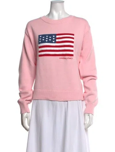 Pre-owned Loveshackfancy Graphic Print Crew Neck Sweater W/ Tags In Pink