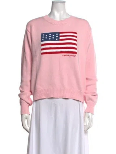 Pre-owned Loveshackfancy Graphic Print Crew Neck Sweater W/ Tags In Pink