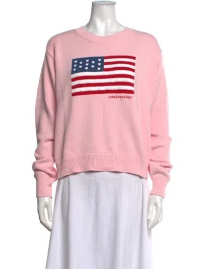 Pre-owned Loveshackfancy Graphic Print Crew Neck Sweater W/ Tags In Pink
