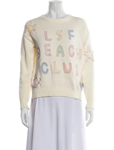 Pre-owned Loveshackfancy Graphic Print Crew Neck Sweater W/ Tags In Yellow